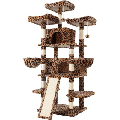 Tucker Murphy Pet 68 Inches Cat Tree Cat Tree House And Towers For Large Cat Cat Climbing Tree With Cat Condo Cat Tree Scratching Post Multi Level Large Cat Tree Leopard Print Wayfair